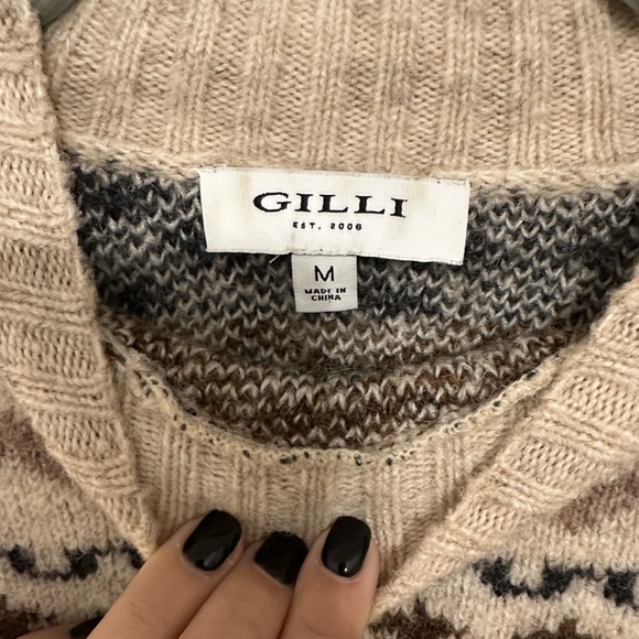 Gilli Beige and Brown Patterned Fall/Winter mock neck Sweater - Picture 5 of 6